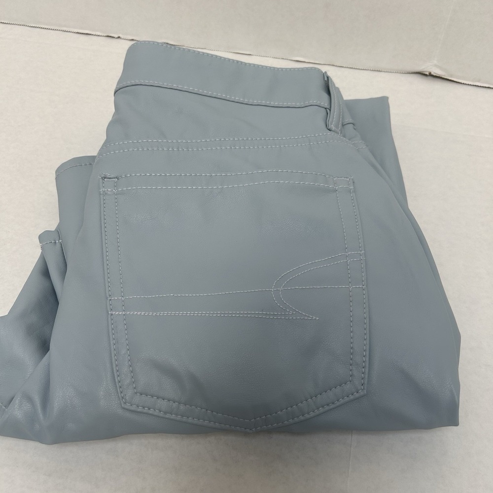 American Eagle Stretch Super Hi-Rise Straight Pleather Polyurethane Blue Pants 4